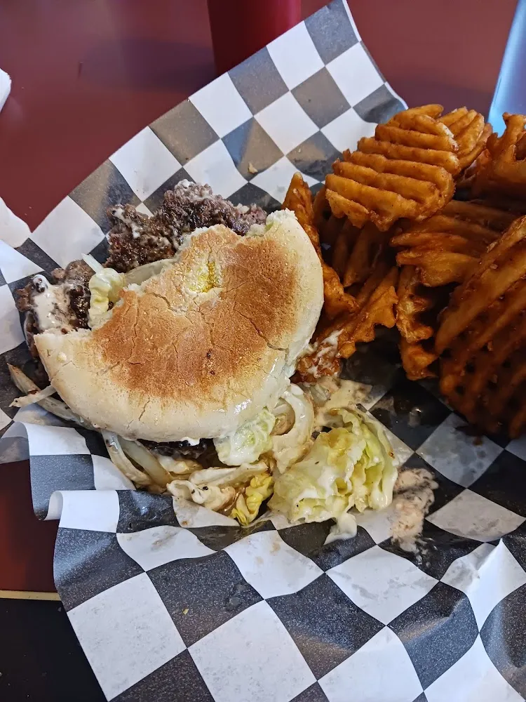 Black and Blue Burger and Waffle Fries